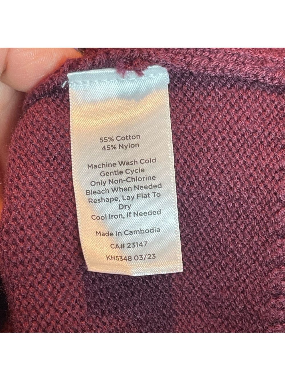 New Talbots V-Neck Tipped Cotton Burgundy Grandpa Cardigan Boyfriend Sweater MP - Picture 7 of 13